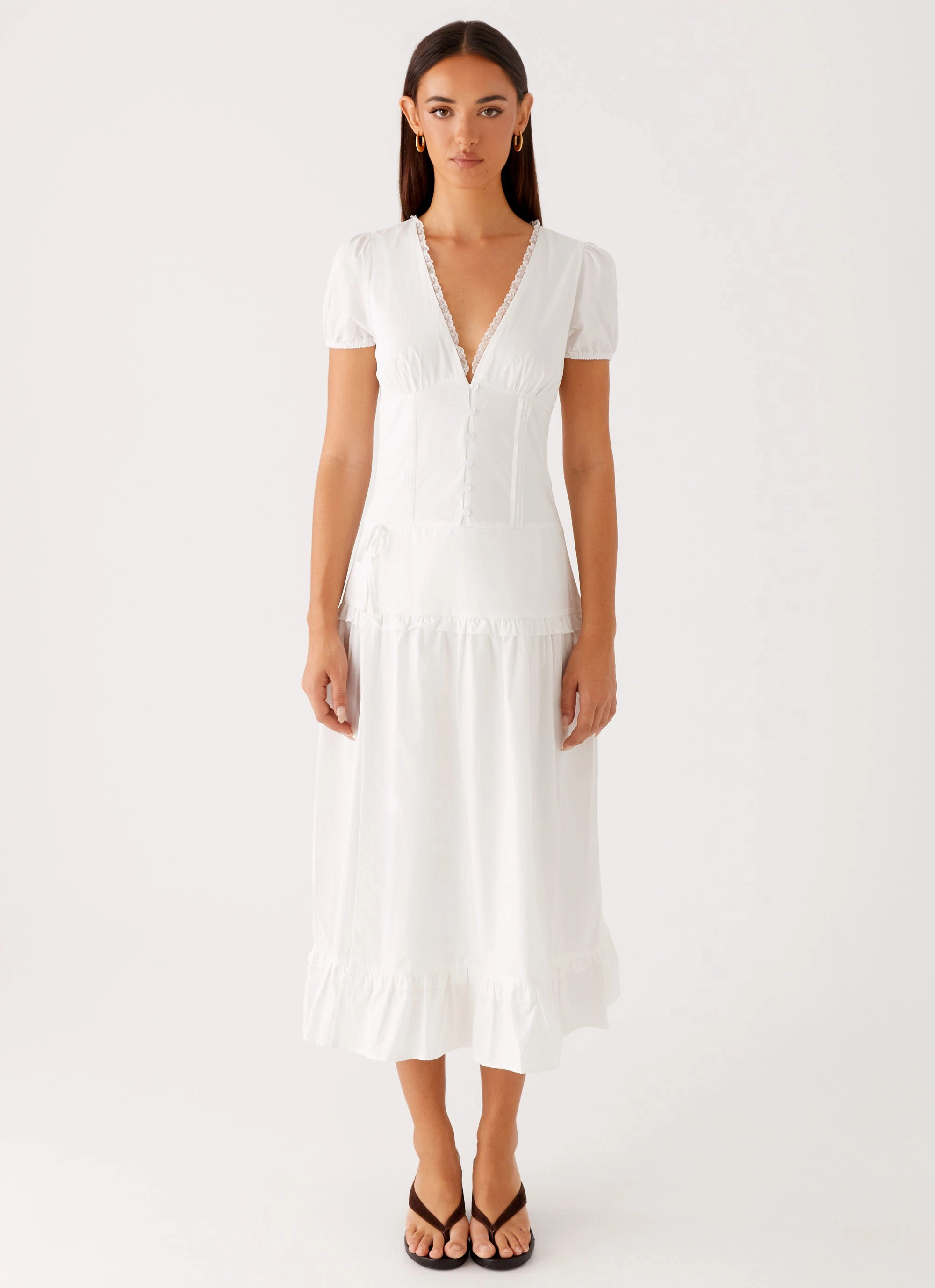 London Midi Dress - White Body Flow Street Motion