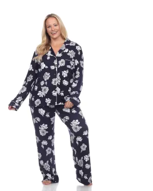 Long Sleeve Floral Pajama Set | Navy