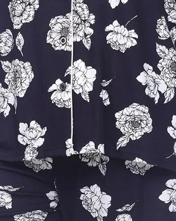 Long Sleeve Floral Pajama Set | Navy