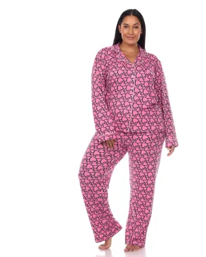 Long Sleeve Heart Print Pajama Set | Pink Hearts