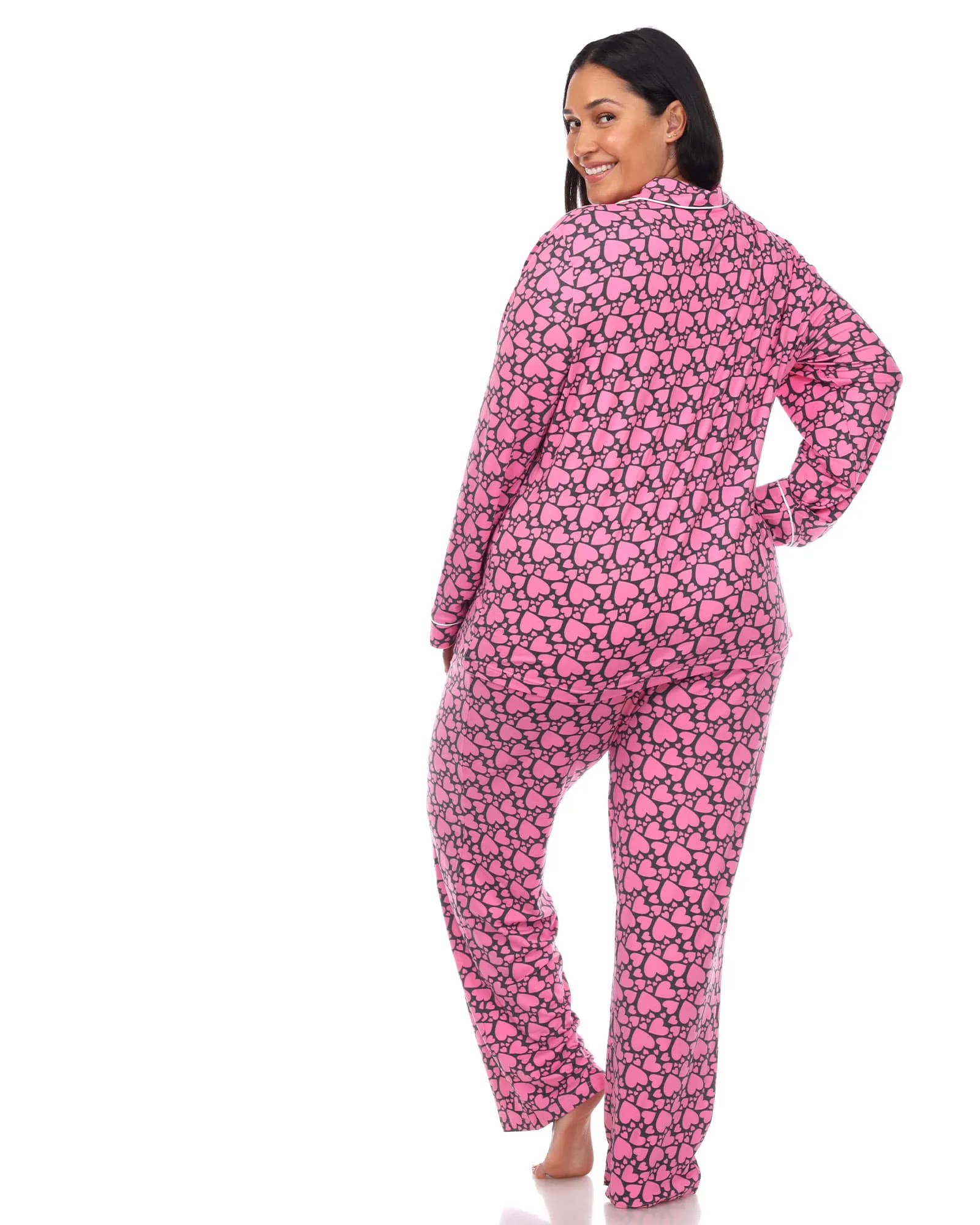 Long Sleeve Heart Print Pajama Set | Pink Hearts