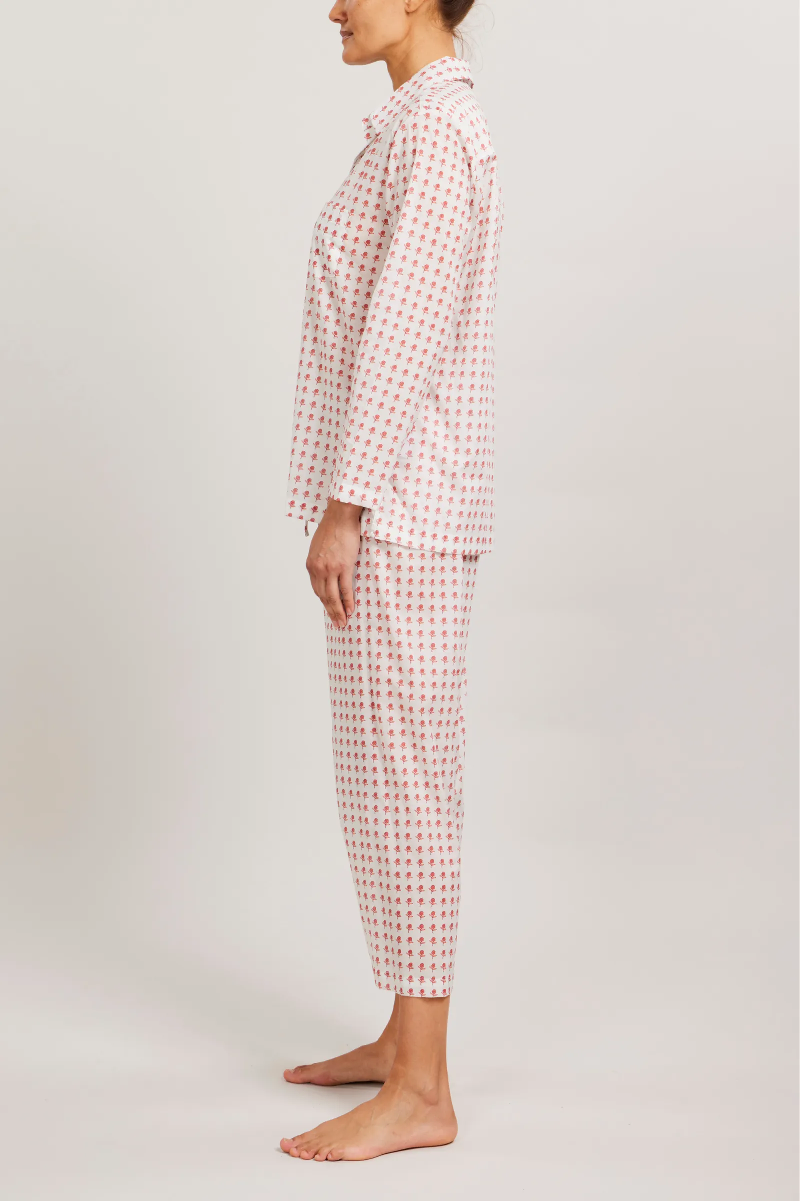 Long Sleeve Pajama Set with Cropped Pants - Wildflower