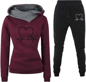 Long Sleeve Pullover Sweatshirt Pants Set Hooded Long Sleeve Top Sets Lounge Sets for Women Travel Set Womens
