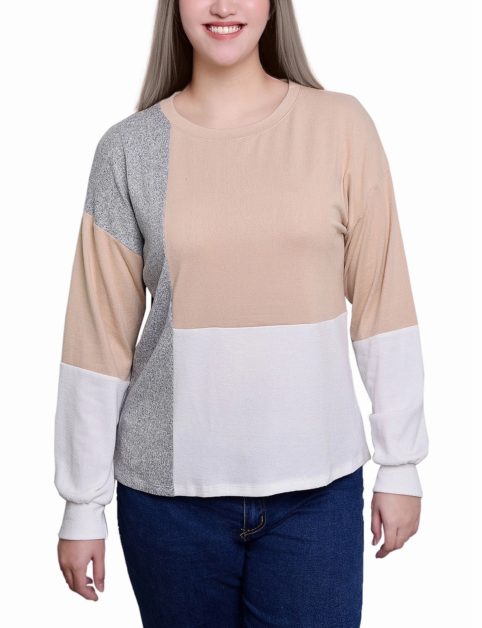 Long Sleeve Colorblocked Top BoxyCrop