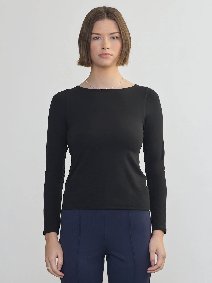 LONG SLEEVE PIMA BOAT NECK Circular Knit Technique QuickRelease Closure