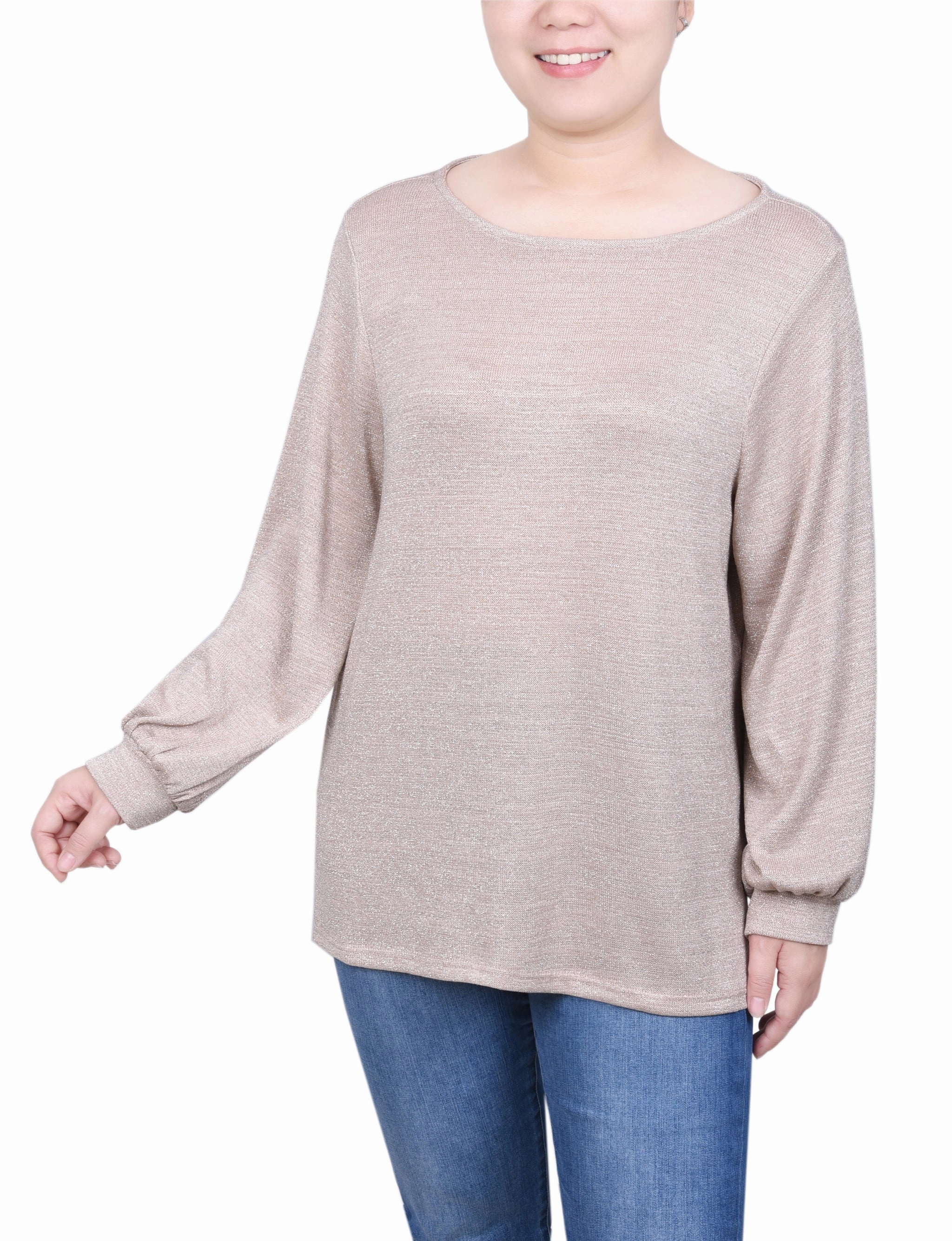 Long Sleeve Tunic Top Fashionable Shirt FourWayStretchFabric