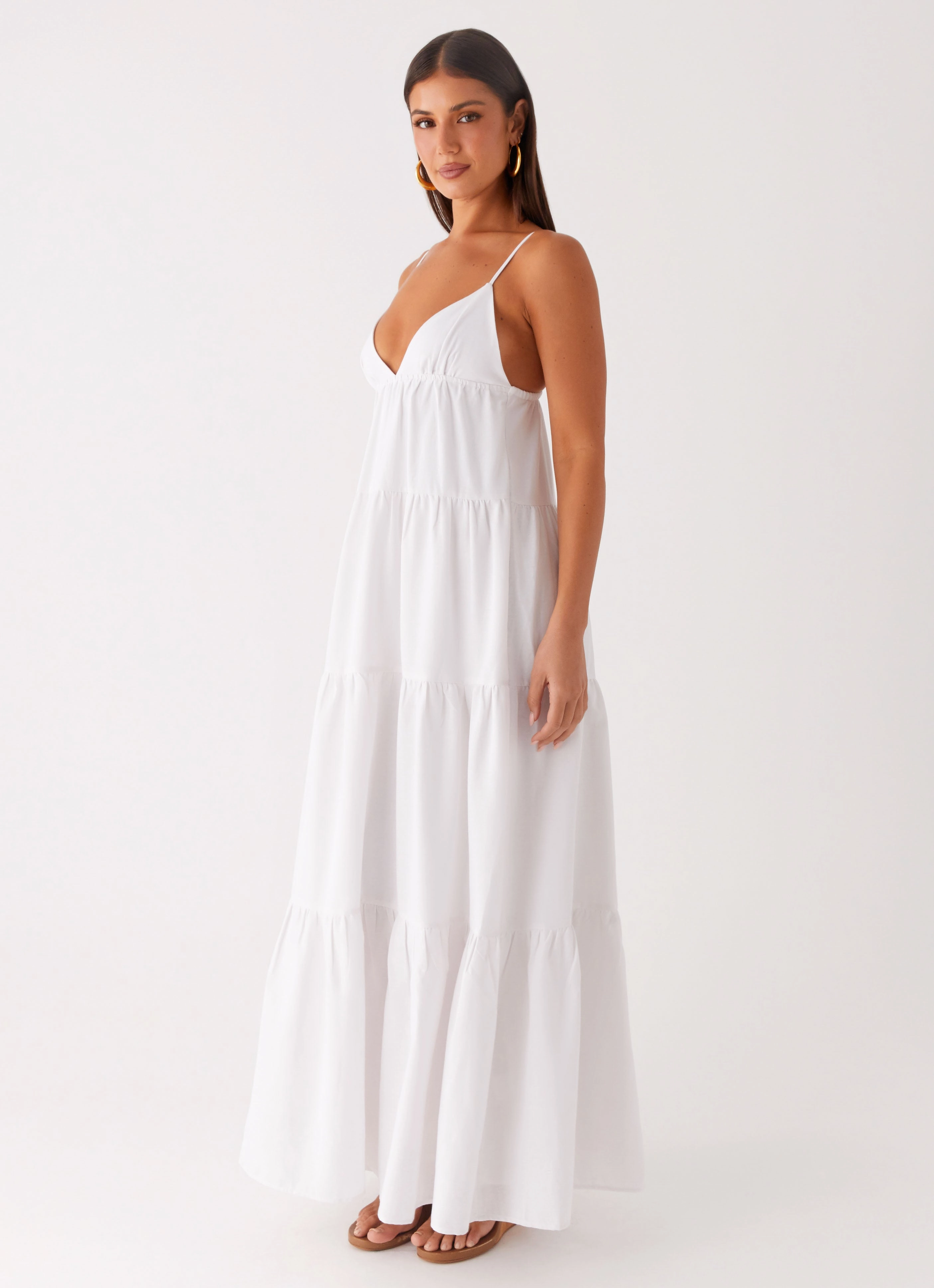 Trend Focused Lotty Linen Maxi Dress - White