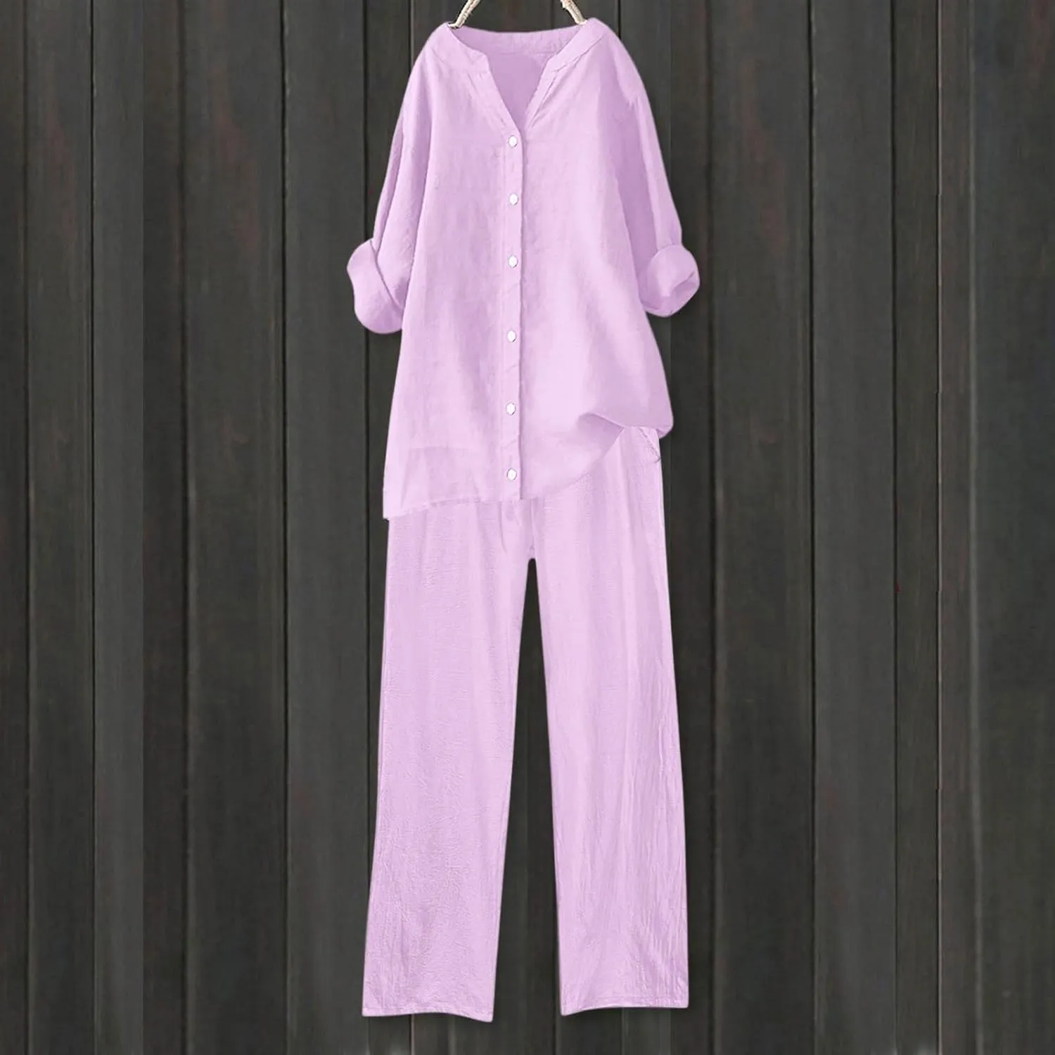 Lounge Sets for Women 2 Piece Postpartum Lounge Matching Sets 3/4 Batwing Sleeve Henry Neck Comfy Cozy Two Piece Set
