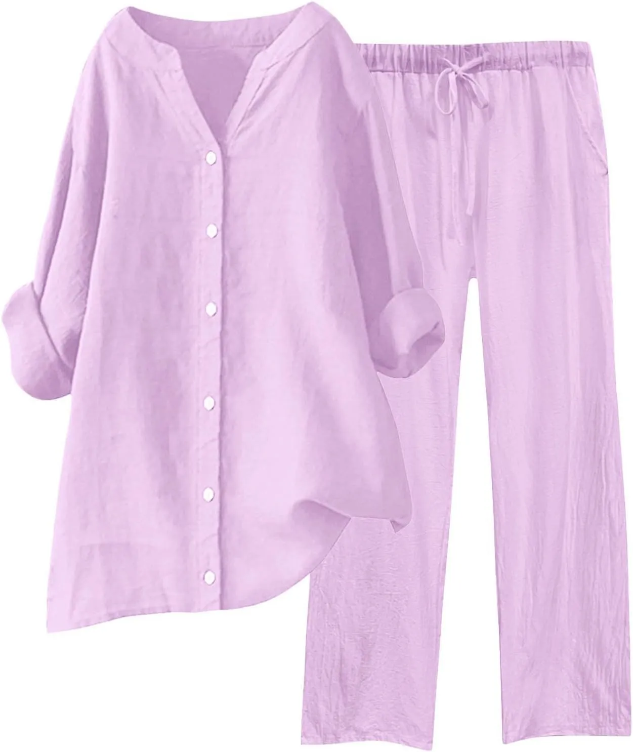 Lounge Sets for Women 2 Piece Postpartum Lounge Matching Sets 3/4 Batwing Sleeve Henry Neck Comfy Cozy Two Piece Set