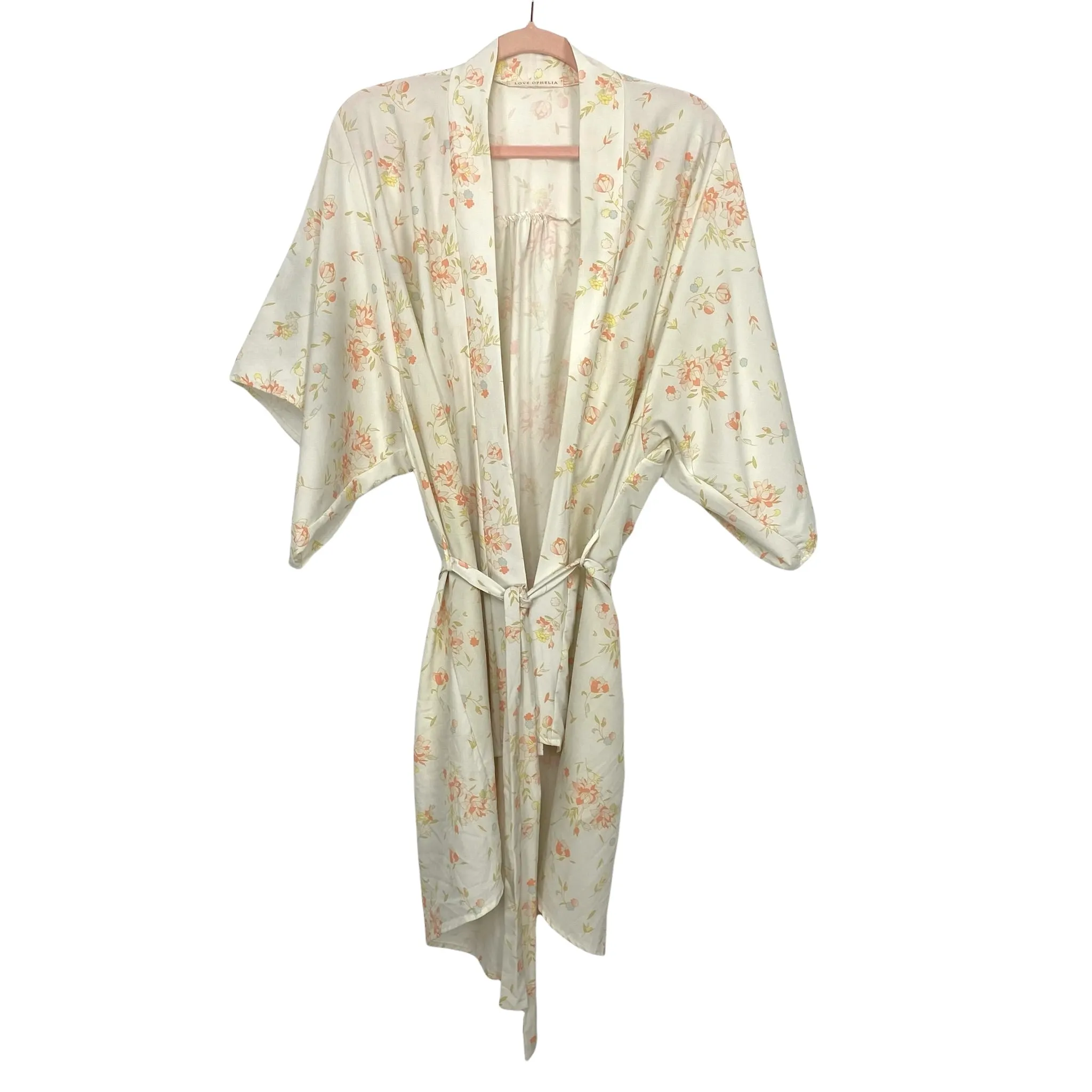 Love Ophelia Cream Floral Print Belted Robe- Size ~S (see notes)