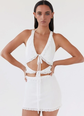 Music-Concert Love Exchange Ruffle Mini Dress - White