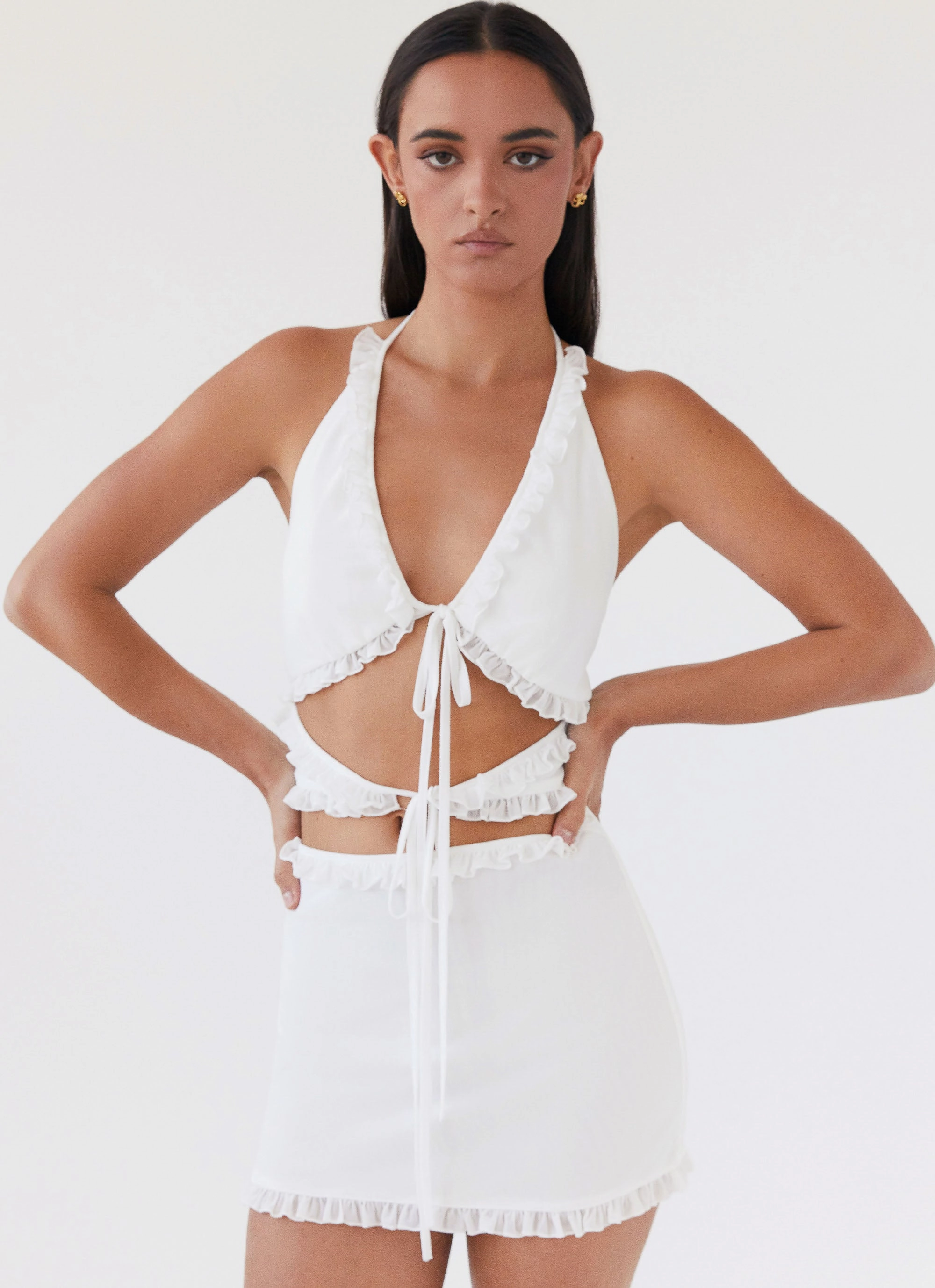 Music-Concert Love Exchange Ruffle Mini Dress - White