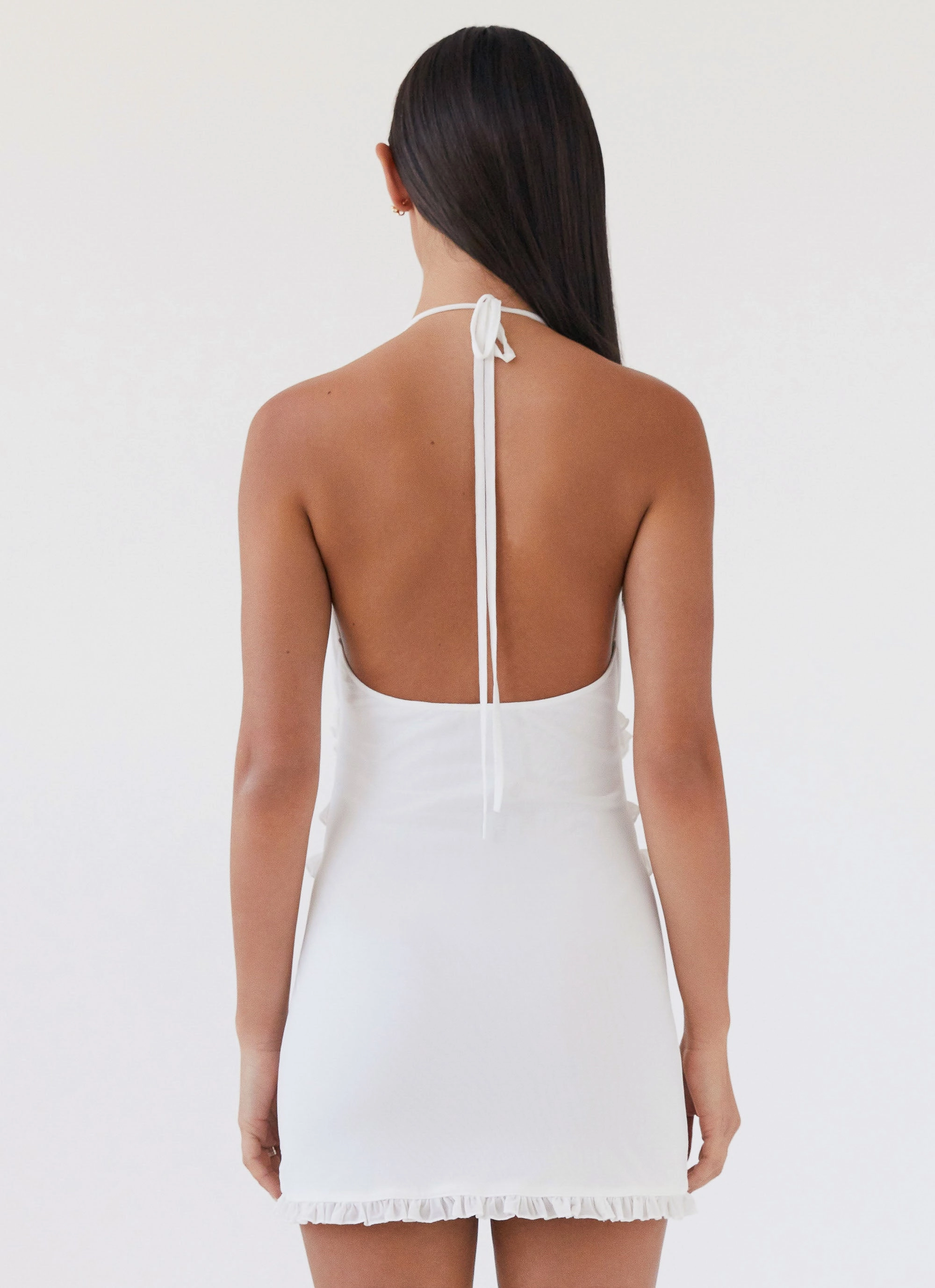 Tonal-Panel Love Exchange Ruffle Mini Dress - White