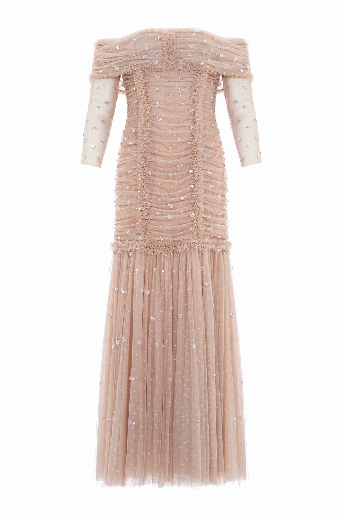 Love Heart Rouched Off-Shoulder Gown Soft Fit Wear