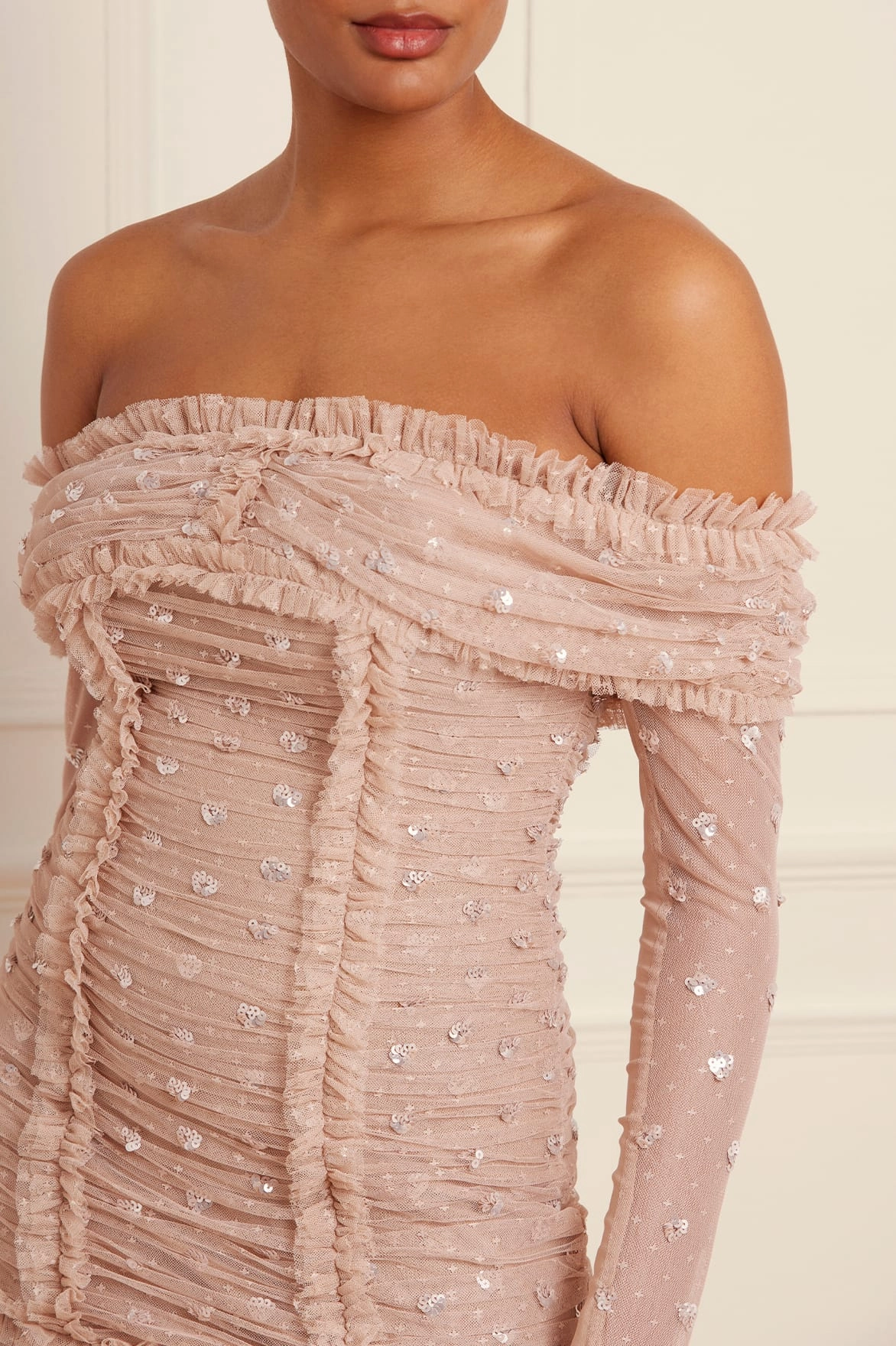 Love Heart Rouched Off-Shoulder Gown Soft Hue