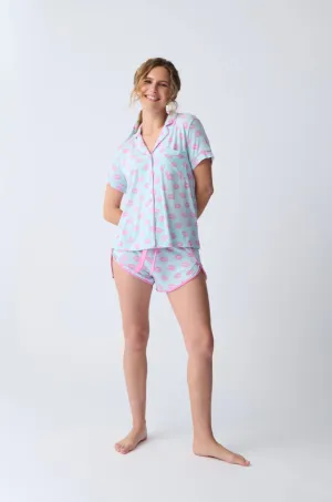 Lovely Dreams Short Sleeve Pj Set in Light Blue