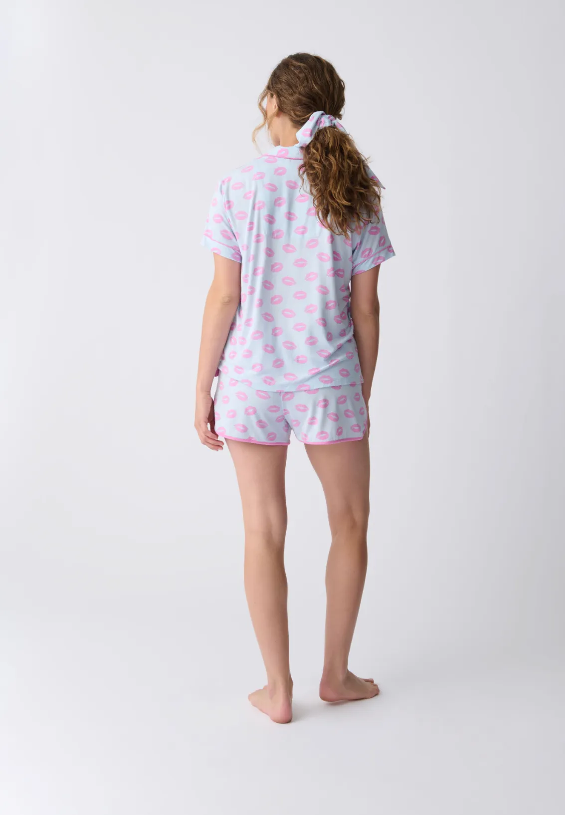 Lovely Dreams Short Sleeve Pj Set in Light Blue