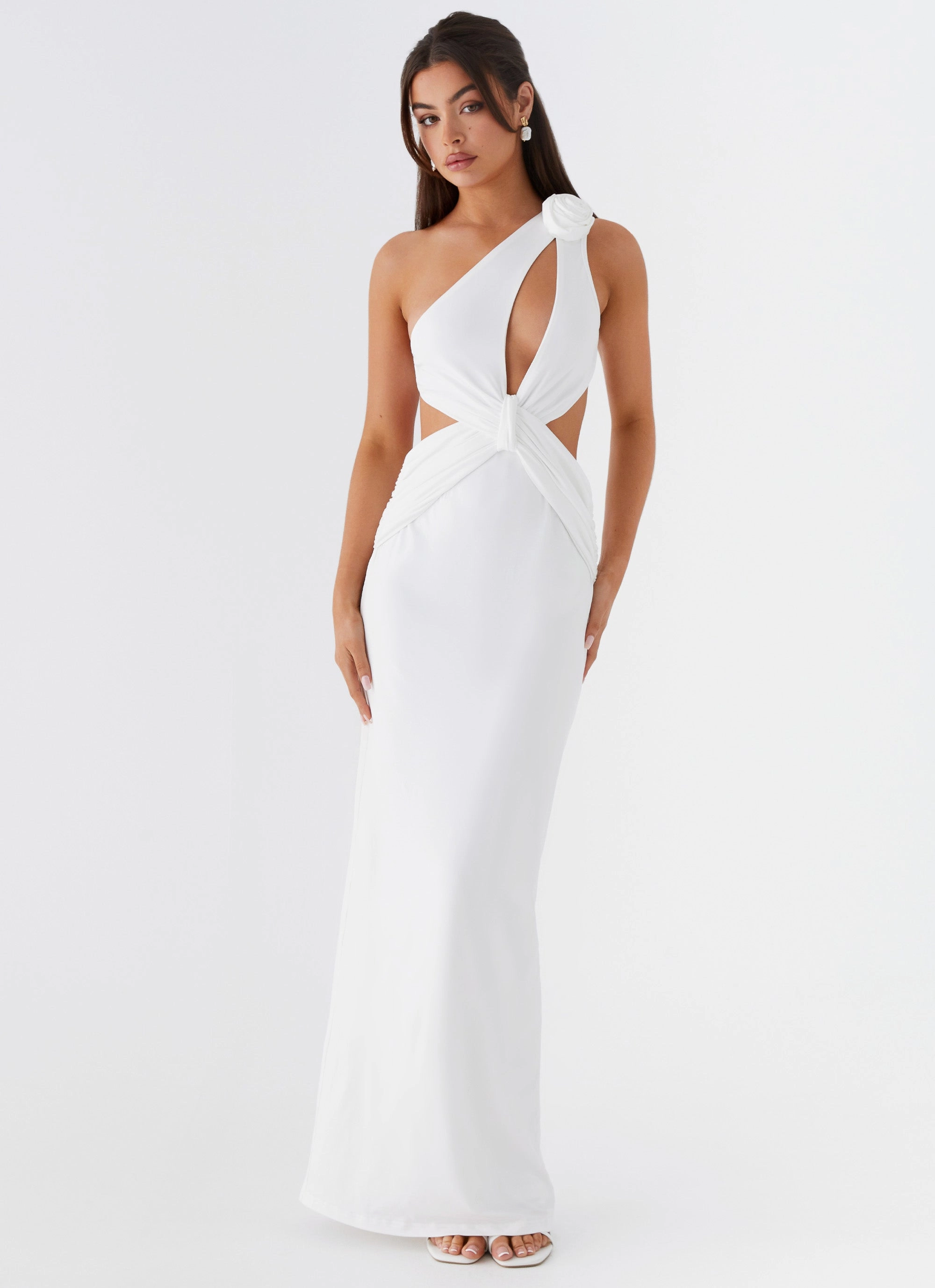 Light Coral Farm Scene Lovesome Rosa Maxi Dress - White