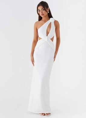 Light Coral Farm Scene Lovesome Rosa Maxi Dress - White