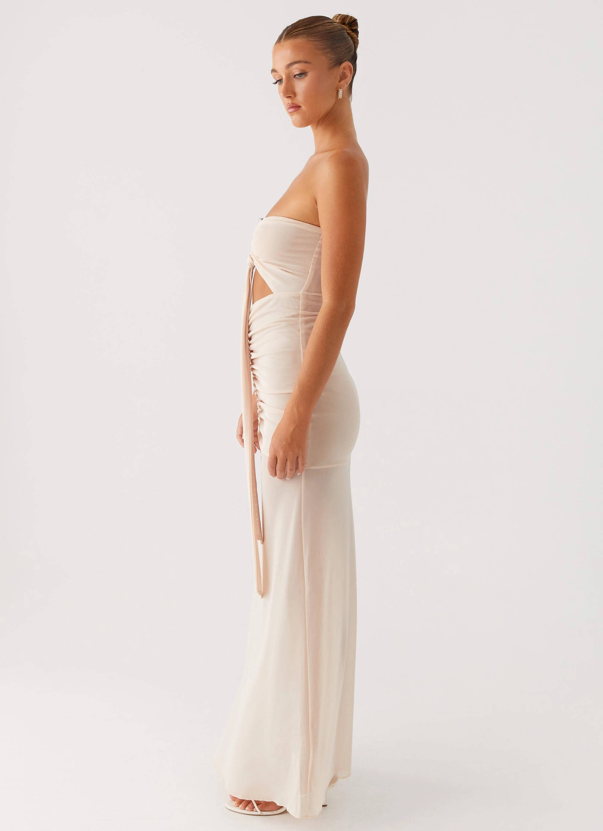 Lovie Maxi Dress - Beige Flattering Shape Design