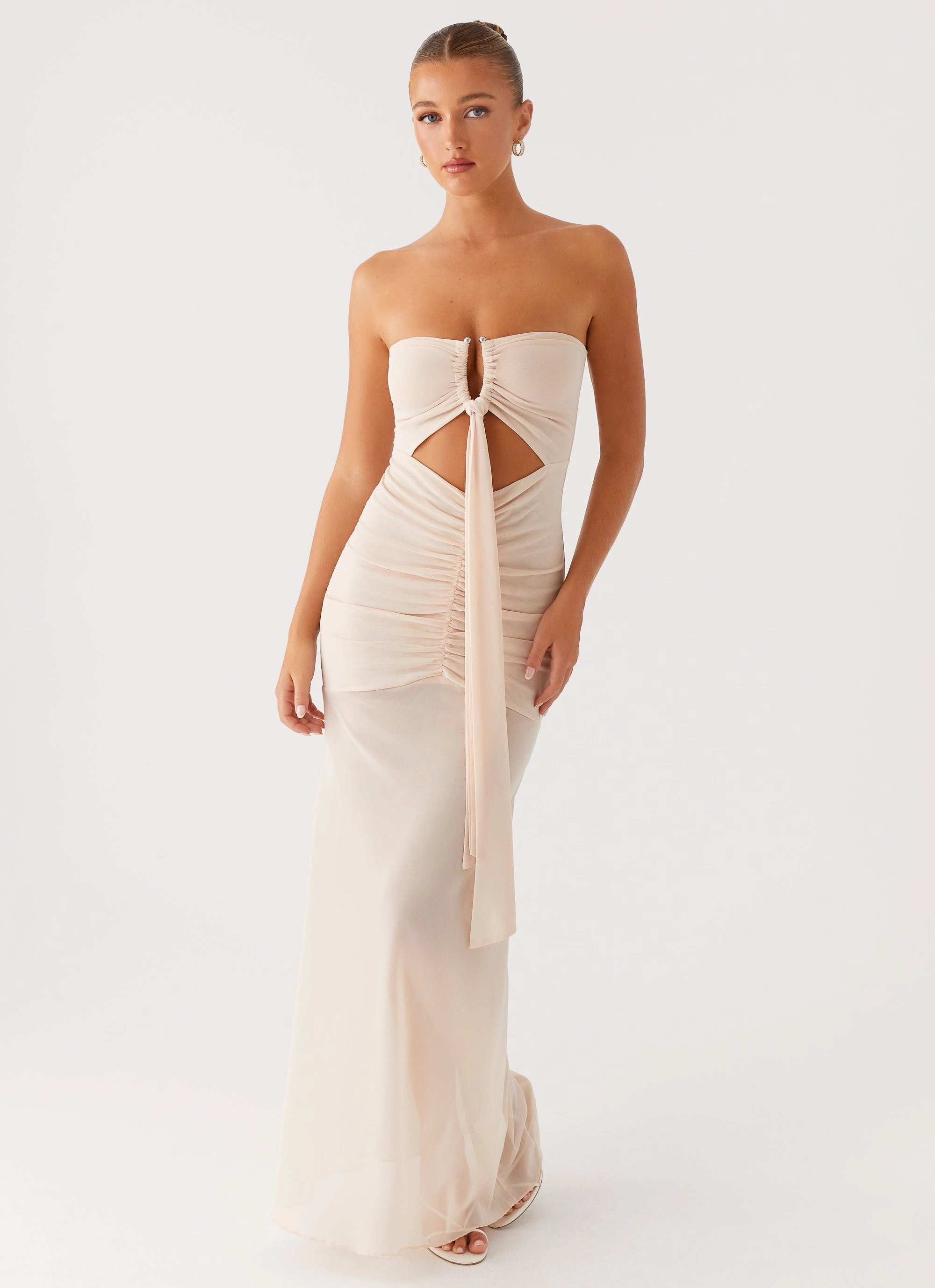 Lovie Maxi Dress - Beige Dry-Clean-Only Romantic Vibes