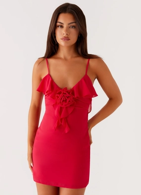 Bow-Detail Haylie Mini Dress - Raspberry