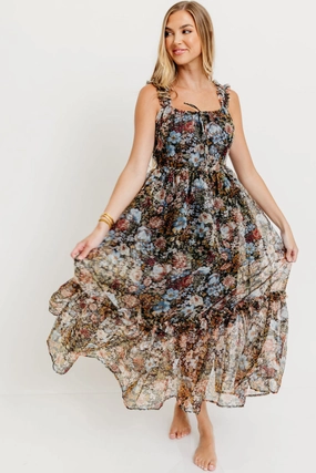 Evening Event Soft Stretch Jiana Maxi Dress in Black