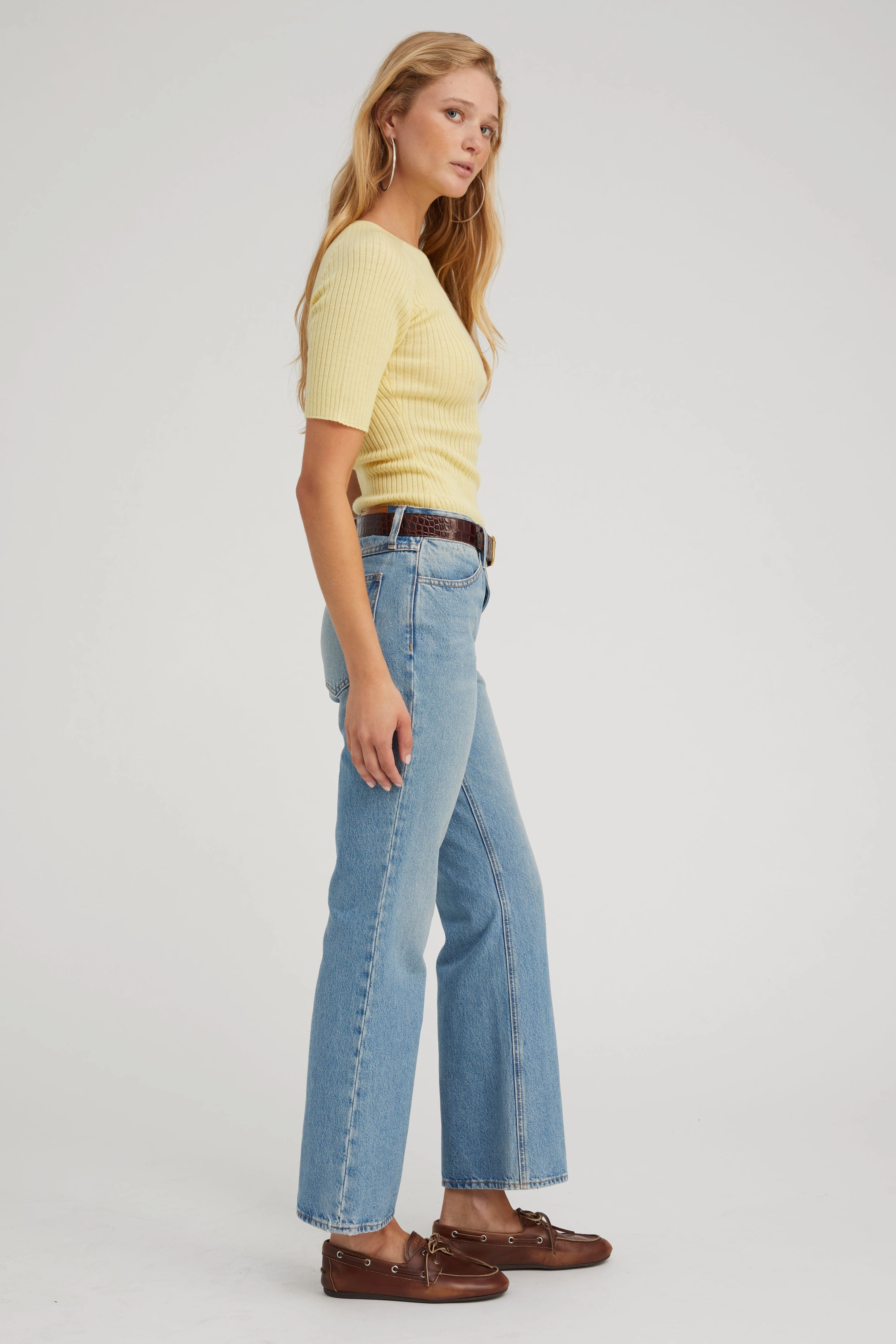 Lemon Tart Cashmere Mid Sleeve Crewneck Casual Wear LowMaintenanceFabric