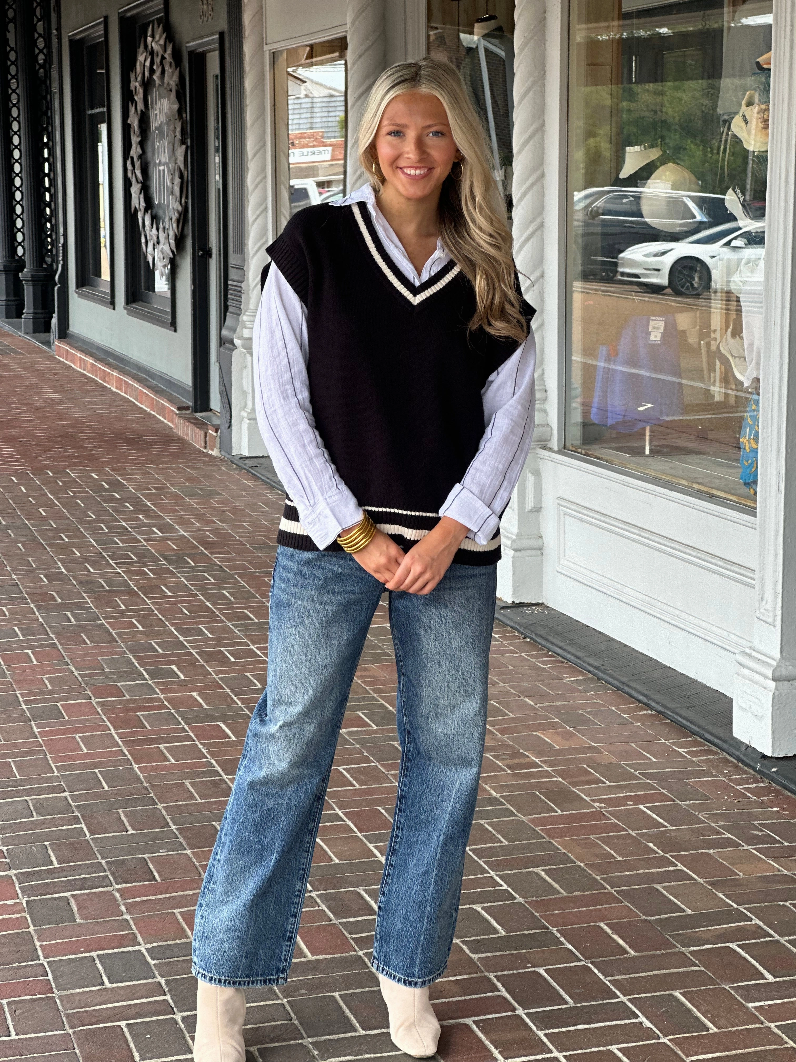 Z Supply Fletcher Sweater Vest in Black HypoallergenicFibers