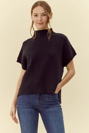 Unstructured Fit New To This Black Sleeveless Sweater Top