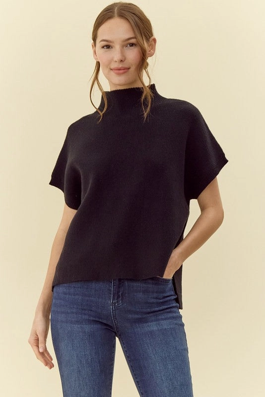Unstructured Fit New To This Black Sleeveless Sweater Top