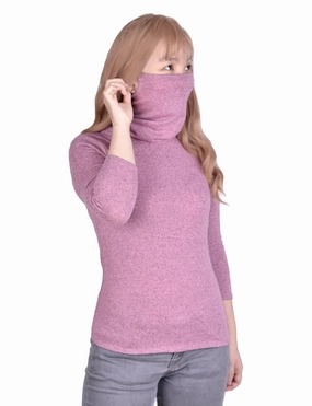 3/4 Sleeve Top With Gaiter Cowl Neck Casual Style Abrasion Resistant Surface
