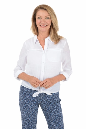 Solid Single Pocket Button-Front Shirt DoubleLayered