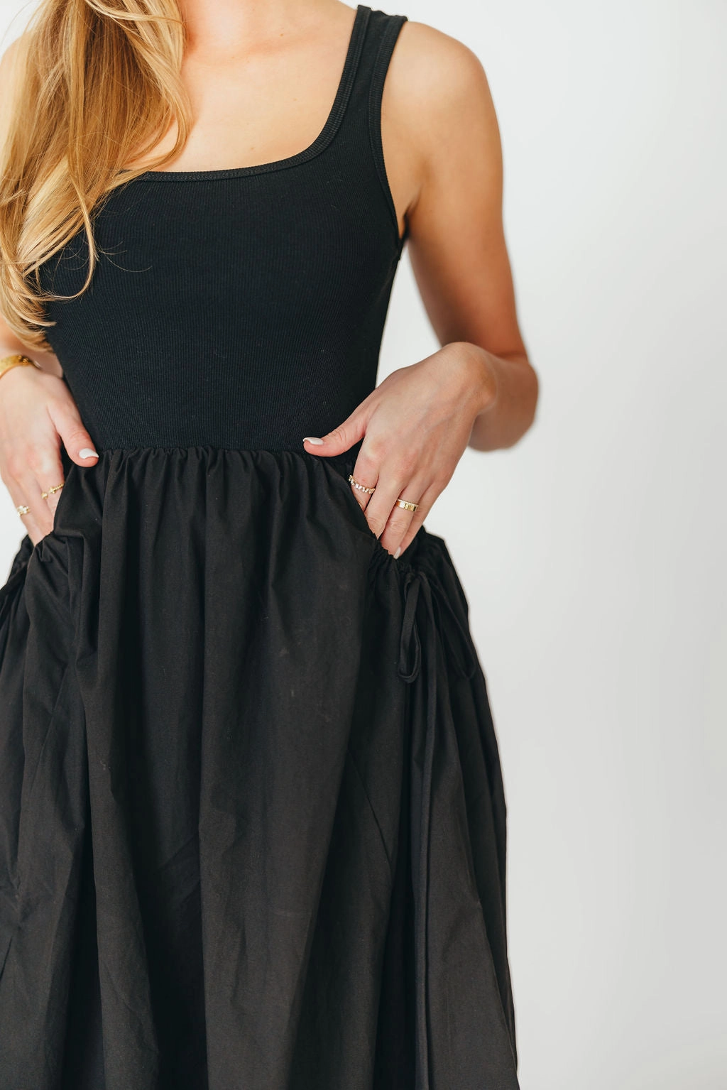 Perfectly Styled Tulle-Overlay Lucca Midi Dress in Black *Final-Sale*