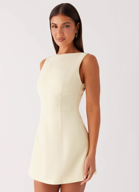 Lulita Mini Dress - Buttercream Yellow Silky Movement