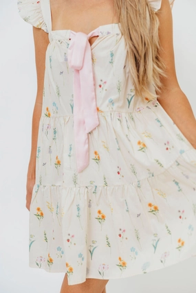Lulu Flutter Sleeve Mini Dress in Floral Soft Layering