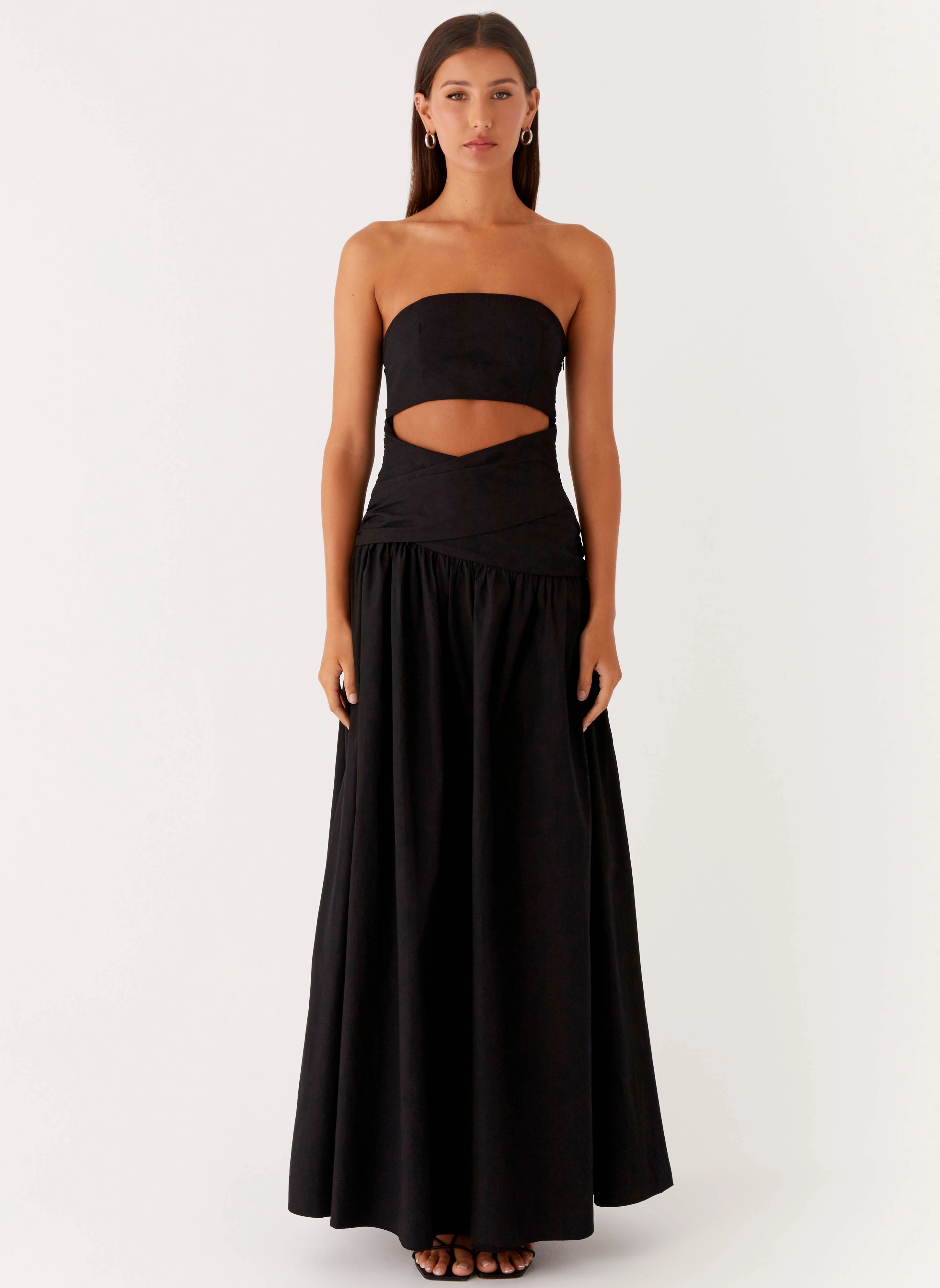 Lumen Maxi Dress - Black Feminine empire waist dress