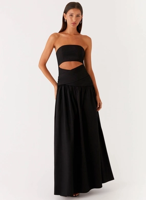 Lumen Maxi Dress - Black Tailored Elegance Bride Side