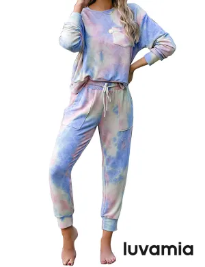 luvamia Women Tie Dye Pajama Sets Long Sleeve Tops and Pants PJ Sets Joggers Loungewear Sleepwear