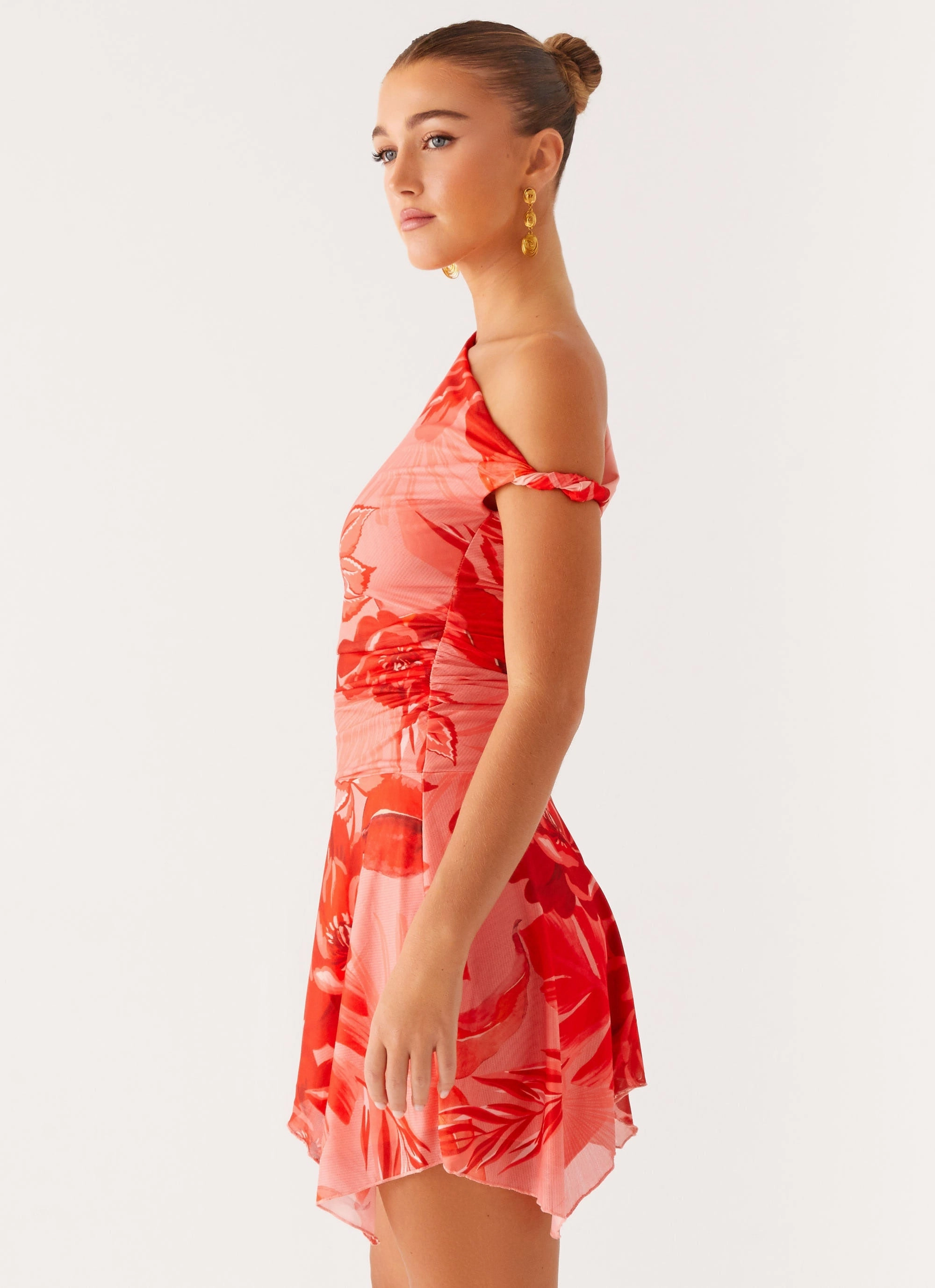 Wade Mini Dress - Sicily Sunsets Print Contrast-Lining Subtle Touch