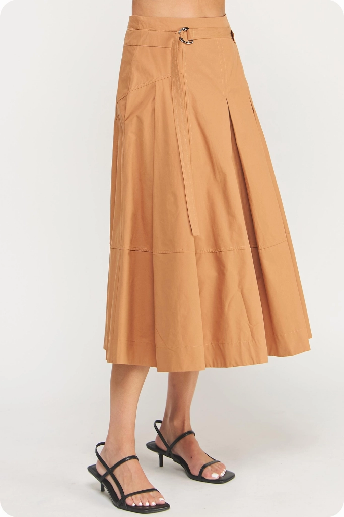 Liana Belted Midi Skirt in Mocha Timeless Piece Detachable Tie