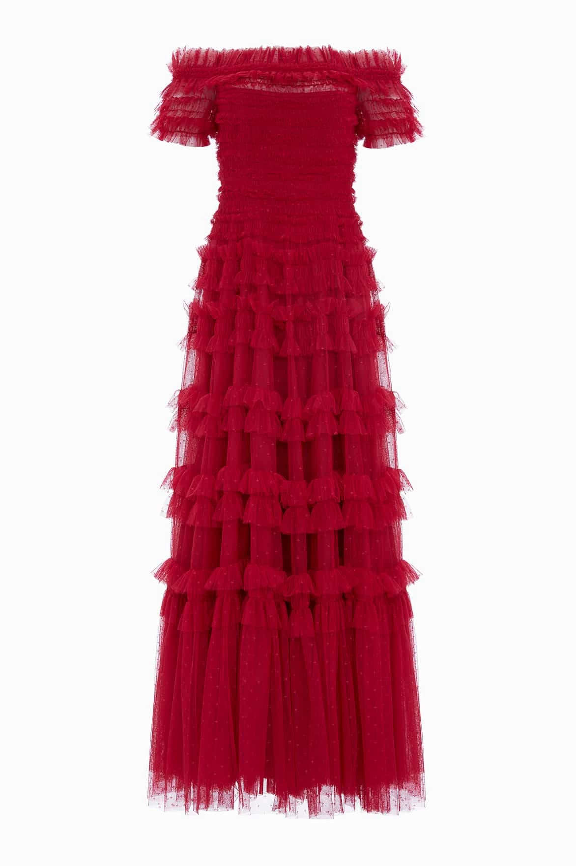 Timeless Trend Romantic Style Lisette Ruffle Off Shoulder Gown
