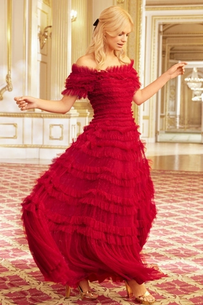 Everyday Comfort Wear Lisette Ruffle Off Shoulder Gown
