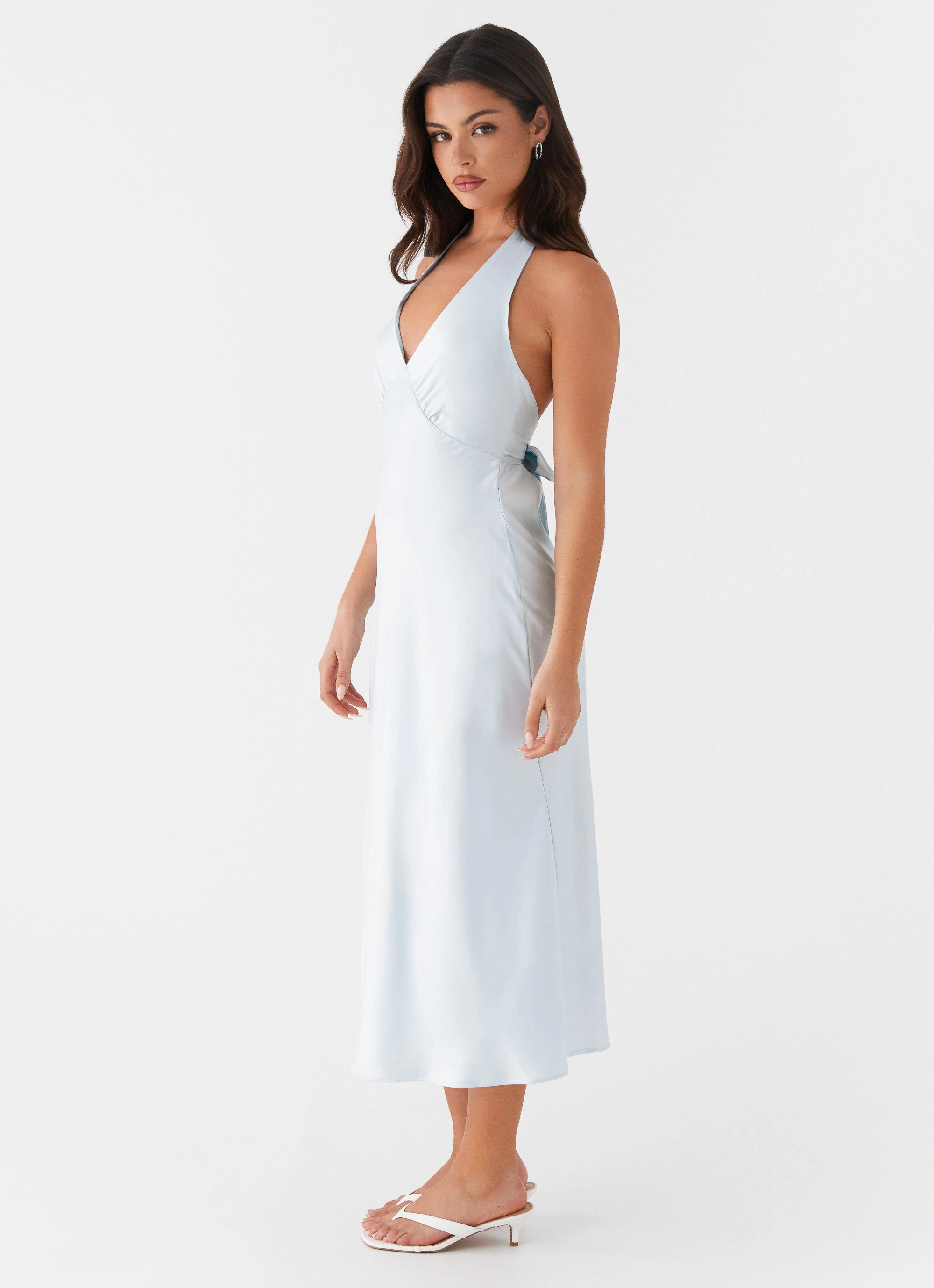 Button-front Heavy Hearted Midi Dress - Blue