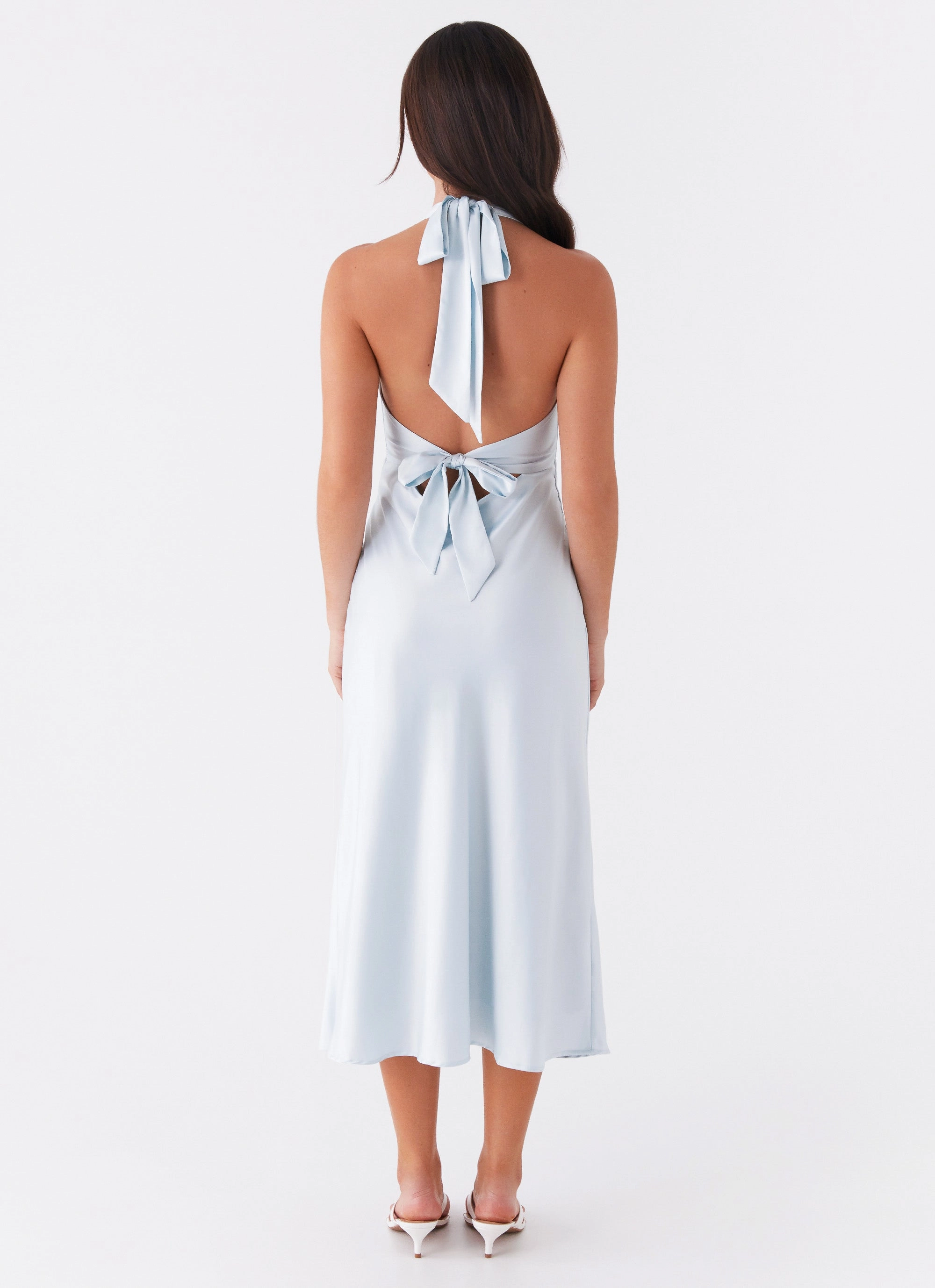 V-Neck Heavy Hearted Midi Dress - Blue