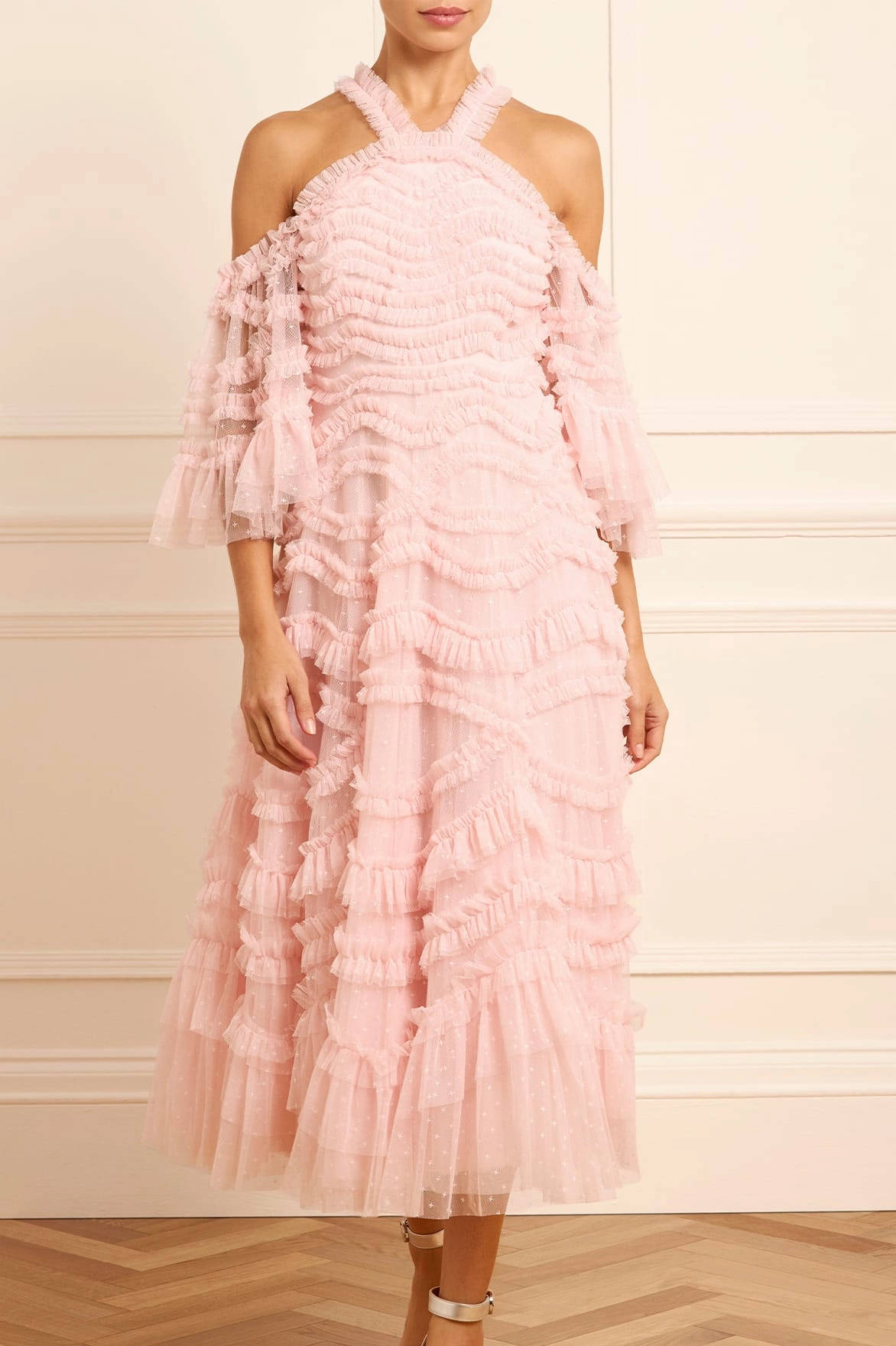 Hidden-Pocket Bronte Off-Shoulder Ballerina Dress