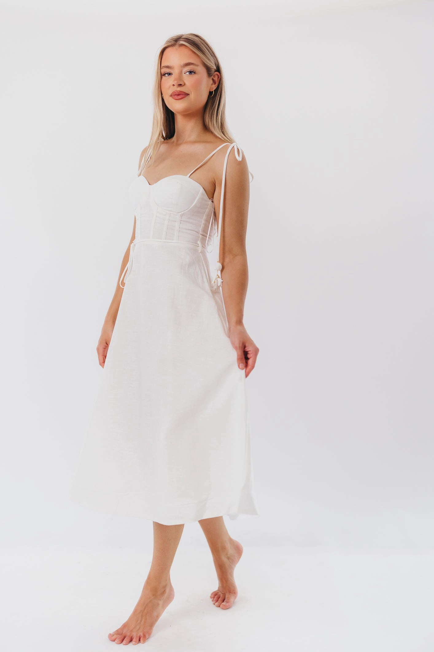 All Fitwear Norma Jean Bustier-Style Midi Dress in White