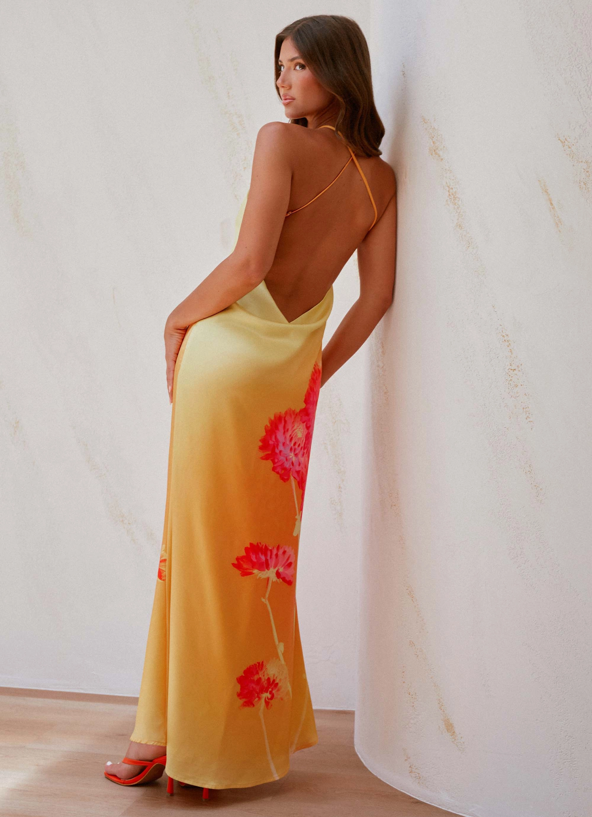 Chloe Maxi Dress - Orange Floral TemperatureRegulatingFabric