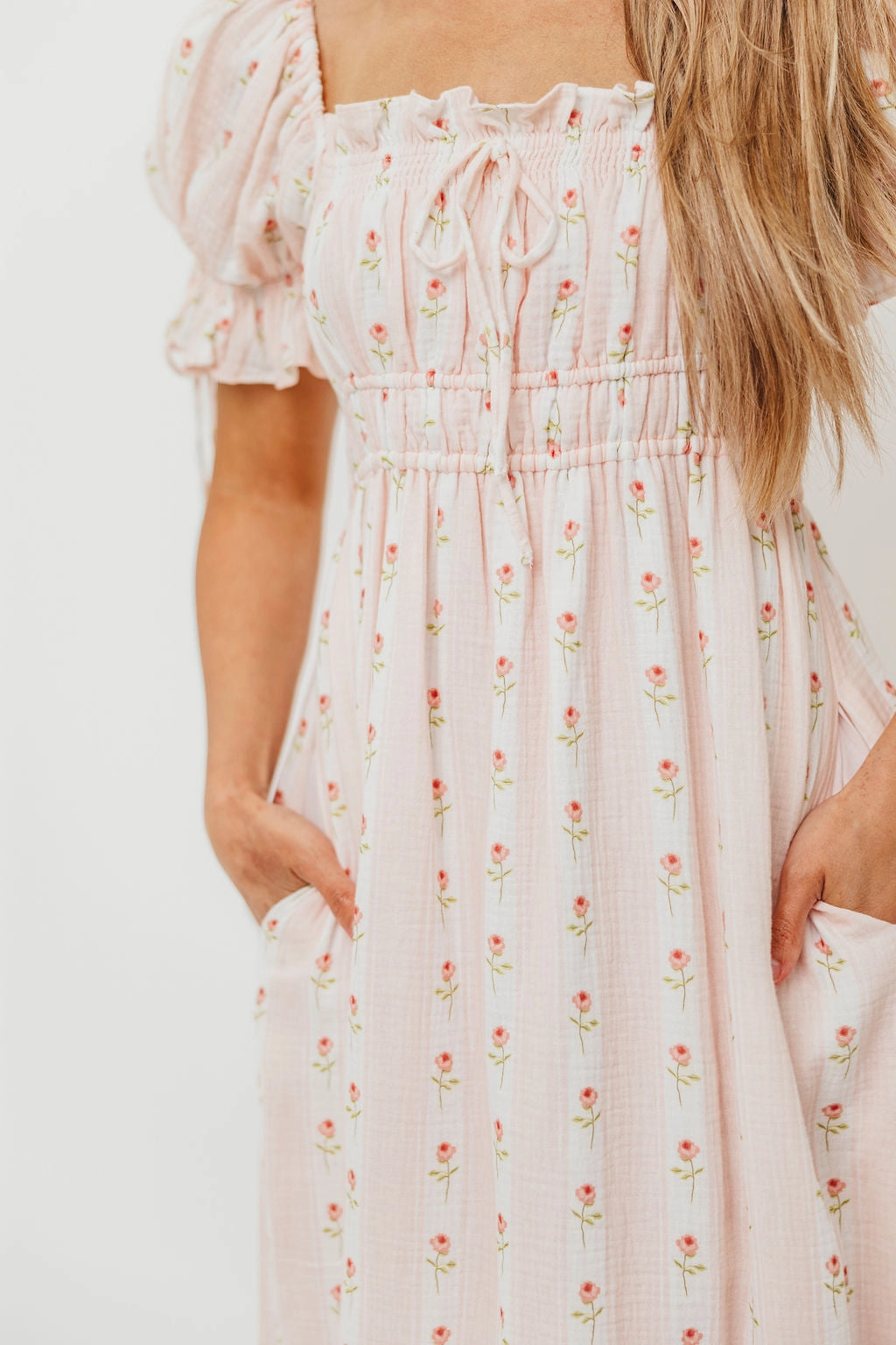 Bohemian-Style Savanna Steppe 100% Cotton Dress in Pink Rose - Bump Friendly & Inclusive Sizing