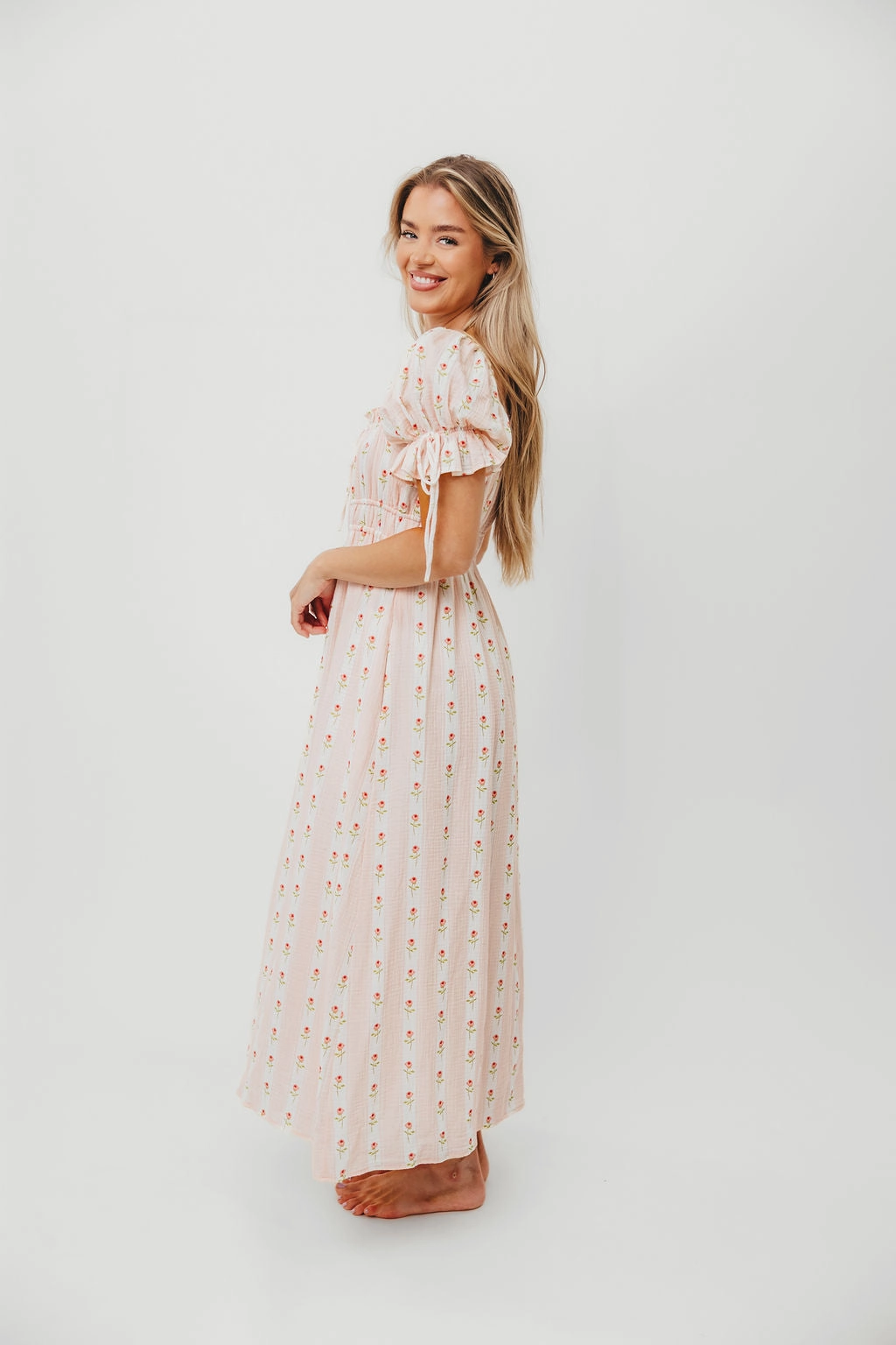 Soft Cut Savanna Steppe 100% Cotton Dress in Pink Rose - Bump Friendly & Inclusive Sizing